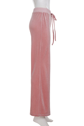 Wide-Leg Casual Pants with Butterfly Detail