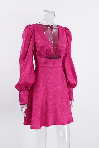 Puff Sleeve Cut-Out Mini Dress