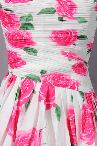 Strapless Floral Evening Dress
