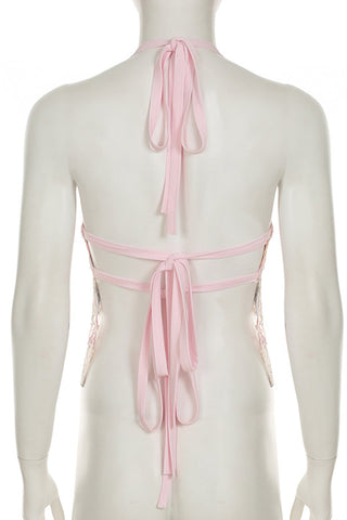 Sequin Embellished Halter Camisole Top