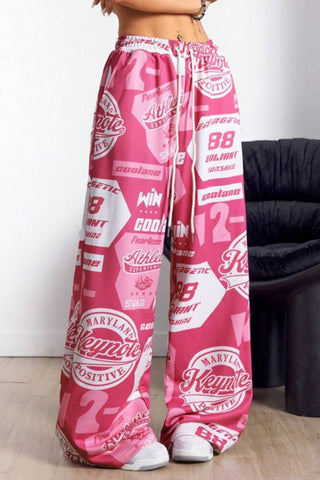 Graffiti Print Wide Leg Pants