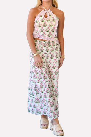 Tiered Drawstring Maxi Skirt