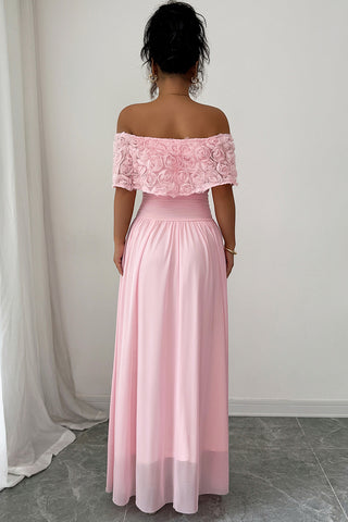 Off-Shoulder Rosette Dress