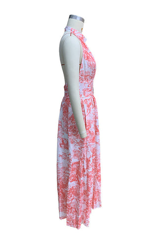 Halter Neck Printed Maxi Dress