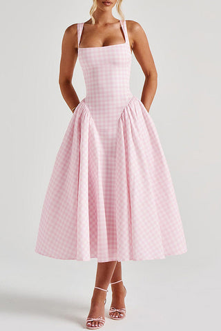 Gingham Sundress with Square Neckline