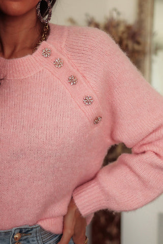 Embellished Button Sweater