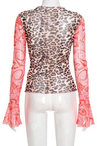 Abstract Patterned Long Sleeve Blouse