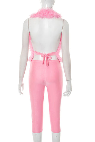 Faux Fur Vest & Cropped Pants Set