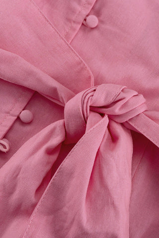 Button-Down Casual Dress with Waist Tie