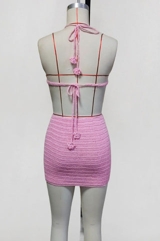 Crochet Heart Bikini Skirt Set