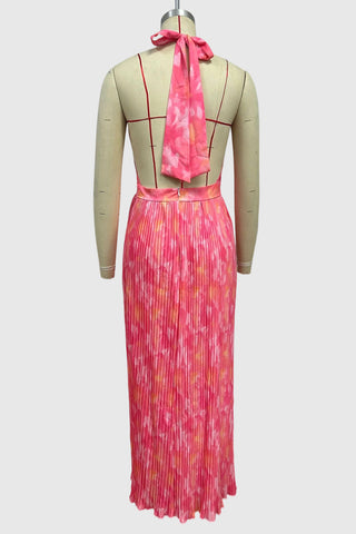Halter Neck Pleated Maxi Dress