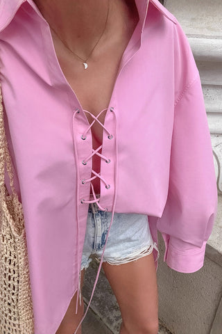 Lace-Up Front Blouse