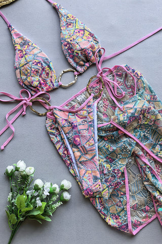 Boho Chic Bikini Set with Elegant Rings