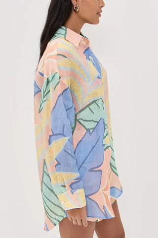 Abstract Print Button-Down Short Set