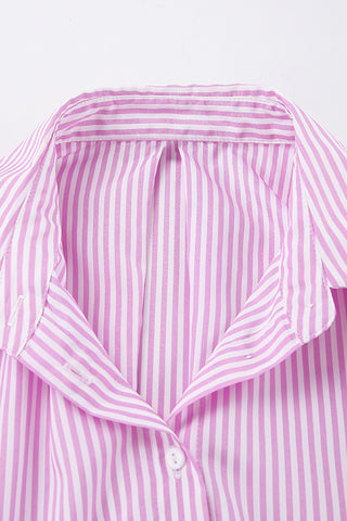 Striped Wrap Tie Polo Shirt