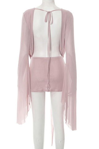 Draped Deep V-Neck Casual Dress
