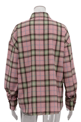 Plaid Button-Front Oversized Shirt