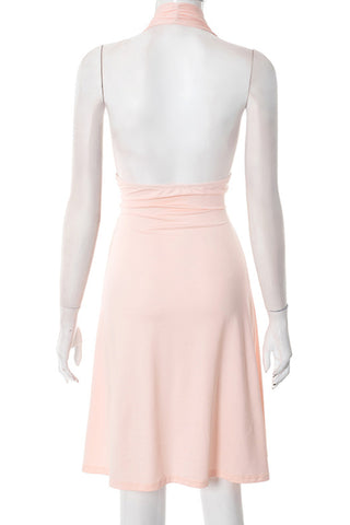 Halter Neck Casual Dress with Asymmetrical Hem