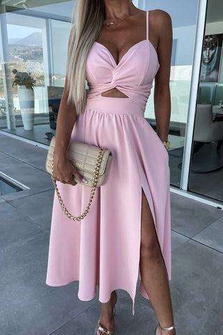 Spaghetti Strap Cut-Out Midi Dress