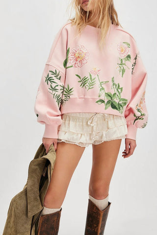 Floral Print Oversized Sweatshirt