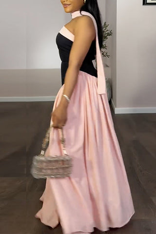 Strapless Two-Tone Maxi Dress