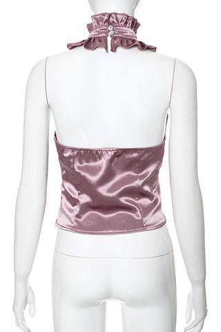 Ruffled High Neck Tank Top