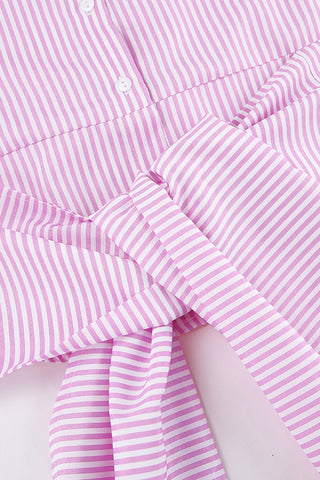 Striped Wrap Tie Polo Shirt