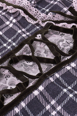 Lace-Up Plaid Camisole