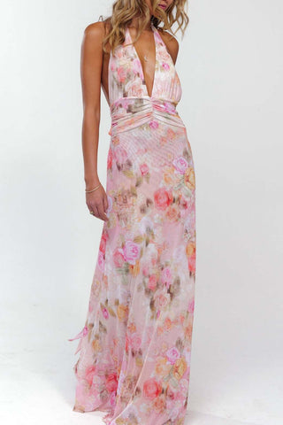 Halter Floral Maxi Dress
