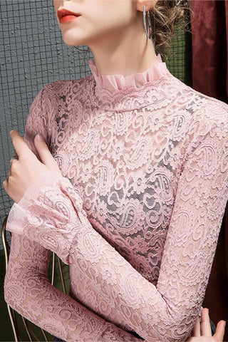 Elegant Lace Turtleneck Blouse