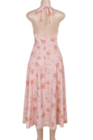 Halter Neck Floral Midi Dress