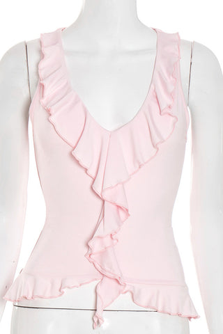 Ruffled V-Neck Tank