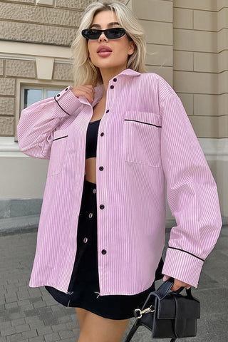 Oversized Striped Button-Down Shirt