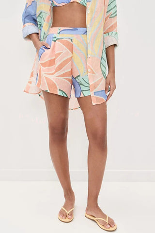 Abstract Print Button-Down Short Set
