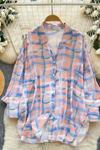 Button-Down Patterned Blouse