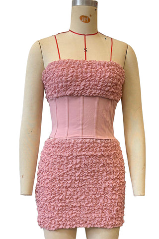 Strapless Textured Skirt Set