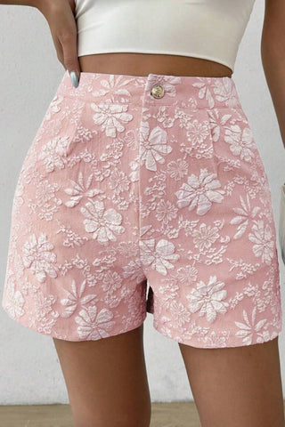 Floral Print High Waist Shorts