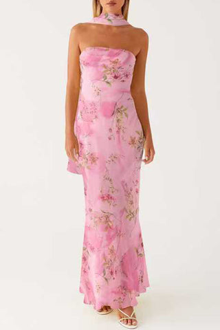 Floral Halter Evening Dress