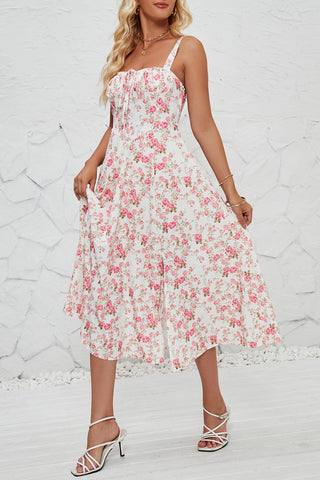 Floral Print Sundress with Slit Detail