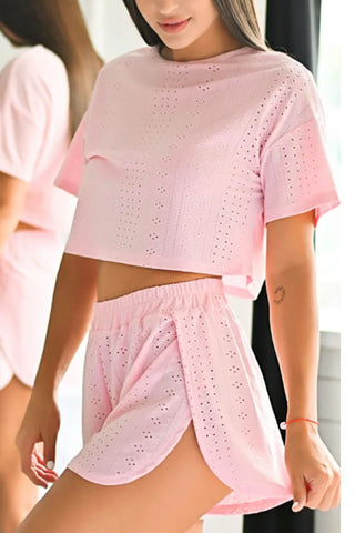Eyelet Crop Top and Short Set