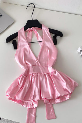 Pleated Halter Tank Top