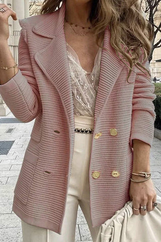 Double-Breasted Textured Blazer