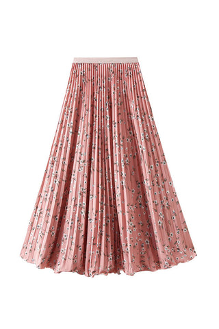 Floral Pleated Maxi Skirt
