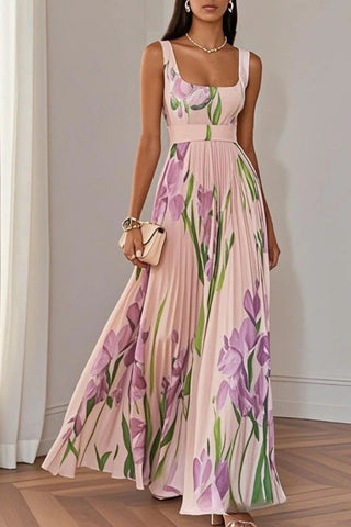 Floral Pleated Vacation Dress