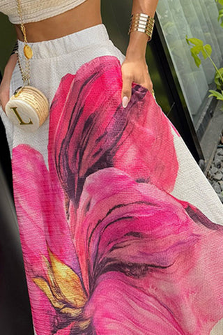 Floral Maxi Skirt with Bold Design