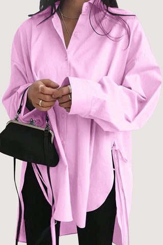 Longline Tunic Shirt with Tied Accents