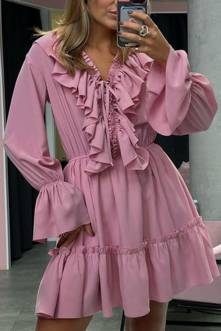 Ruffle-Trim Casual Dress