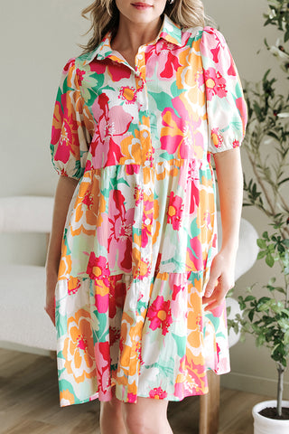 Vibrant Tiered Floral Mini Dress