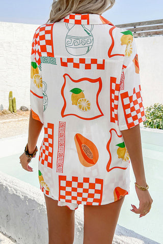 Colorblock Check Shirt and Shorts Set