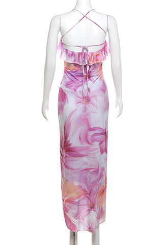 Floral Ruffle Vacation Dress